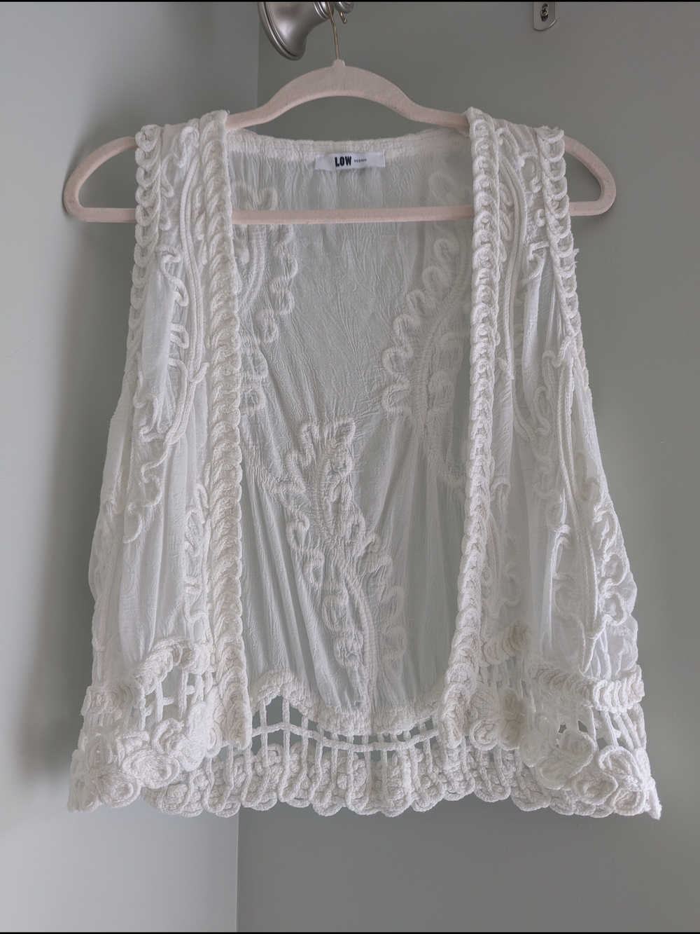 Embroidered Lightweight White Vest